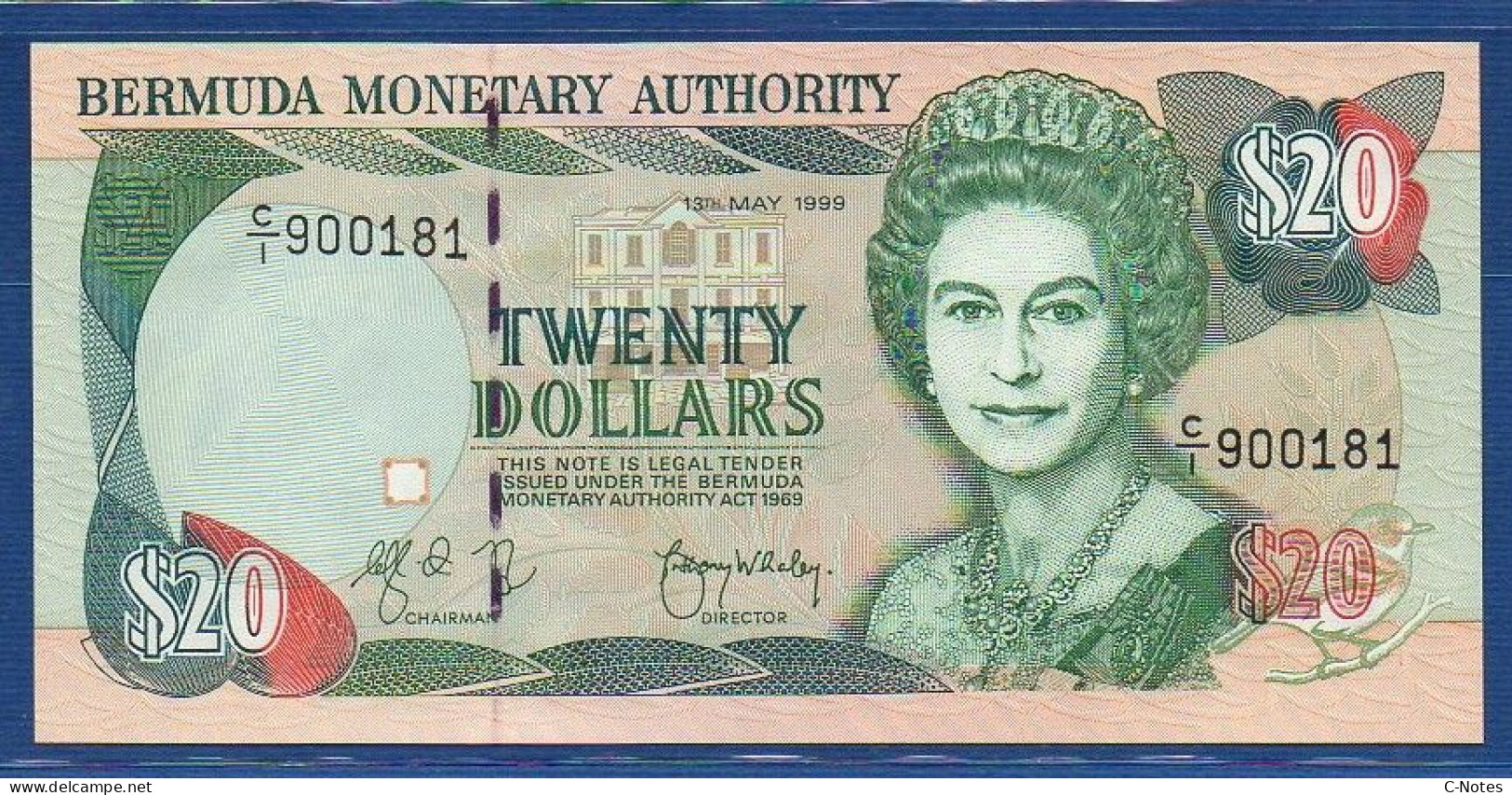 BERMUDA - P.43b – 20 Dollars 1999 UNC, S/n C/1 900181 - Bermude