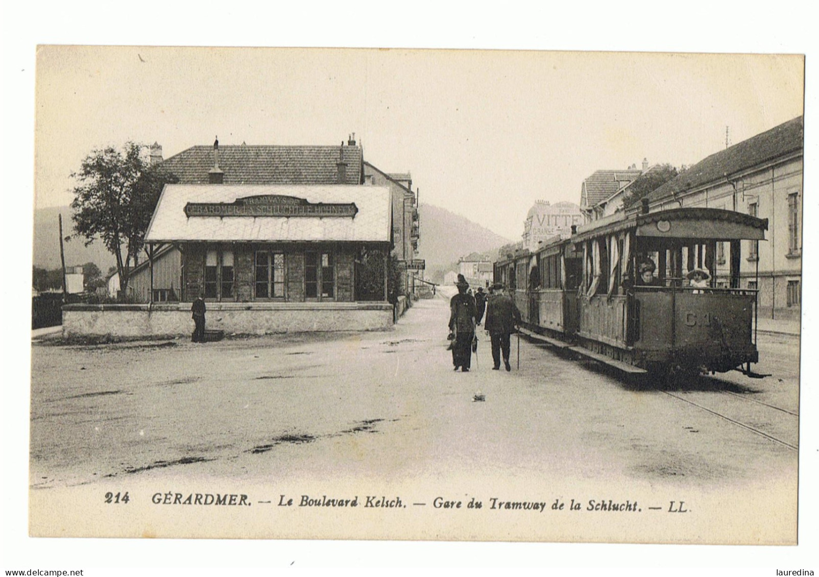 CP VOSGES- GERAUMER N°214 LE BOULEVARD KELSCH - GARE DU TRAWAY DE LA SCHLUCHT - ECRITE EN 1916 - Strassenbahnen