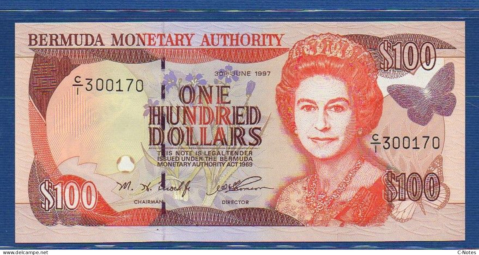 BERMUDA - P.49 – 100 Dollars 1997 UNC, S/n C/1 300170 - Bermuda