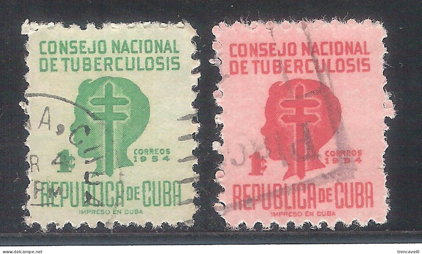 Cuba 1956 - 2 Sellos Usados Y Circulados - Consejo Nacional De Tuberculosis - Beneficiencia (Sellos De)