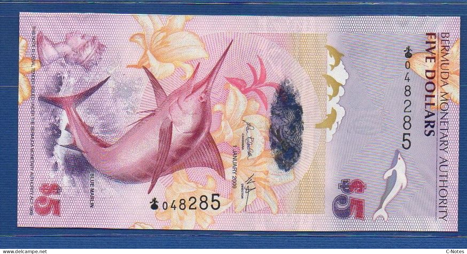 BERMUDA - P.58a – 5 Dollars 2009 UNC, S/n "Bermuda Onion" 048285 - Bermudas