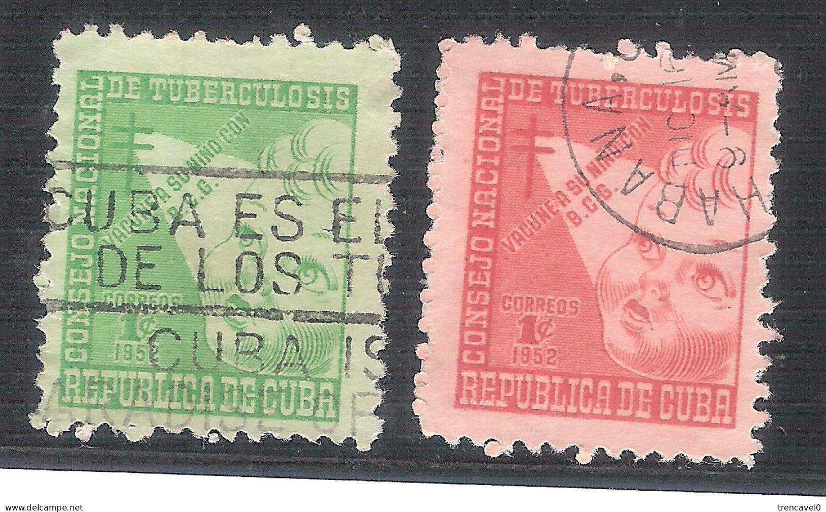 Cuba 1952 - 2 Sellos Usados Y Circulados - Consejo Nacional De Tuberculosis - Beneficiencia (Sellos De)