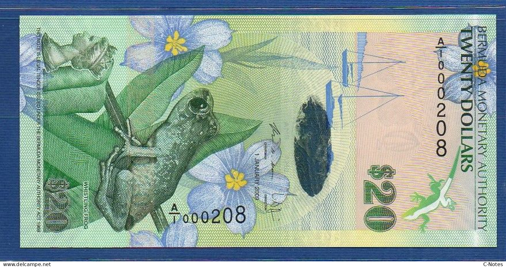 BERMUDA - P.60b1 – 20 Dollars 2009 UNC, S/n A/1 000208 LOW NUMBER - Bermuda