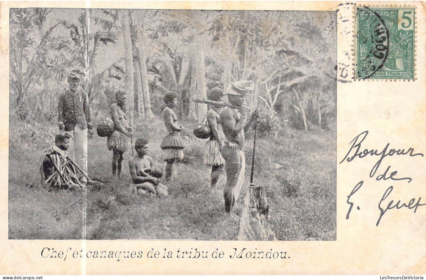 FRANCE - NOUVELLE CALEDONIE - Chef Et Canaques De La Tribu De Moindou - Carte Postale Ancienne - Nouvelle Calédonie