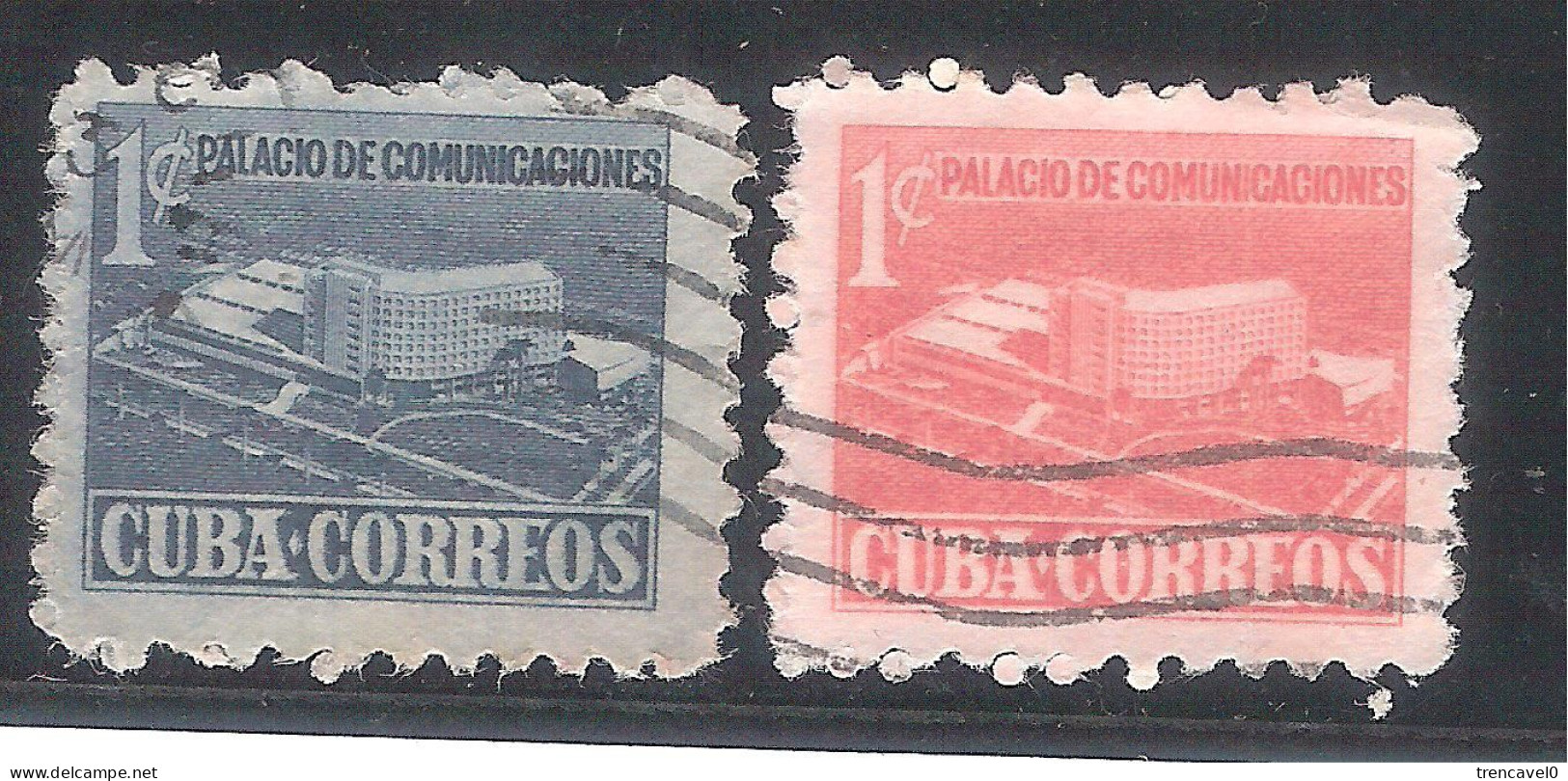 Cuba 1952 - 2 Sellos Usados Y Circulados - Impuesto Construcción Nuevo Edificio De Comunicaciones En La Habana - Segnatasse