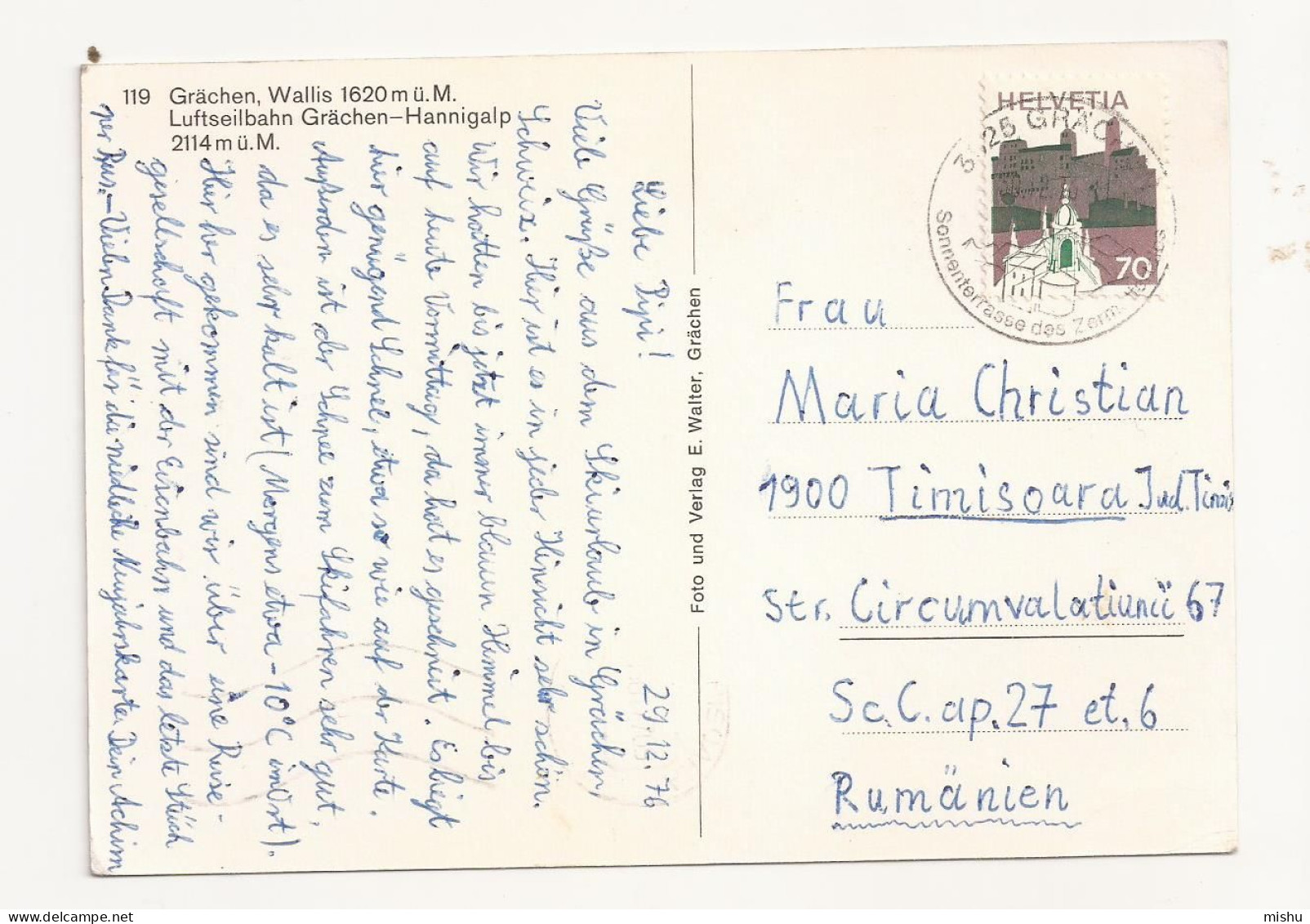 SH1 - Postcard - Switzerland - Grachen, Wallis 1620 M , Circulated 1976 - Grächen