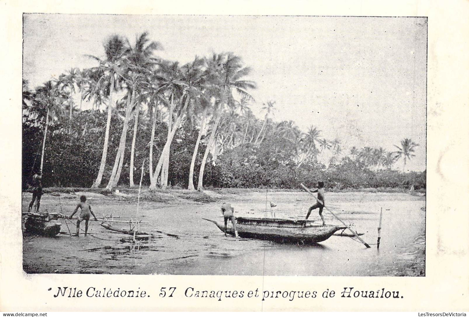 FRANCE - NOUVELLE CALEDONIE - 57 Canaques Et Pirogues De Houailou - Carte Postale Ancienne - Nouvelle Calédonie