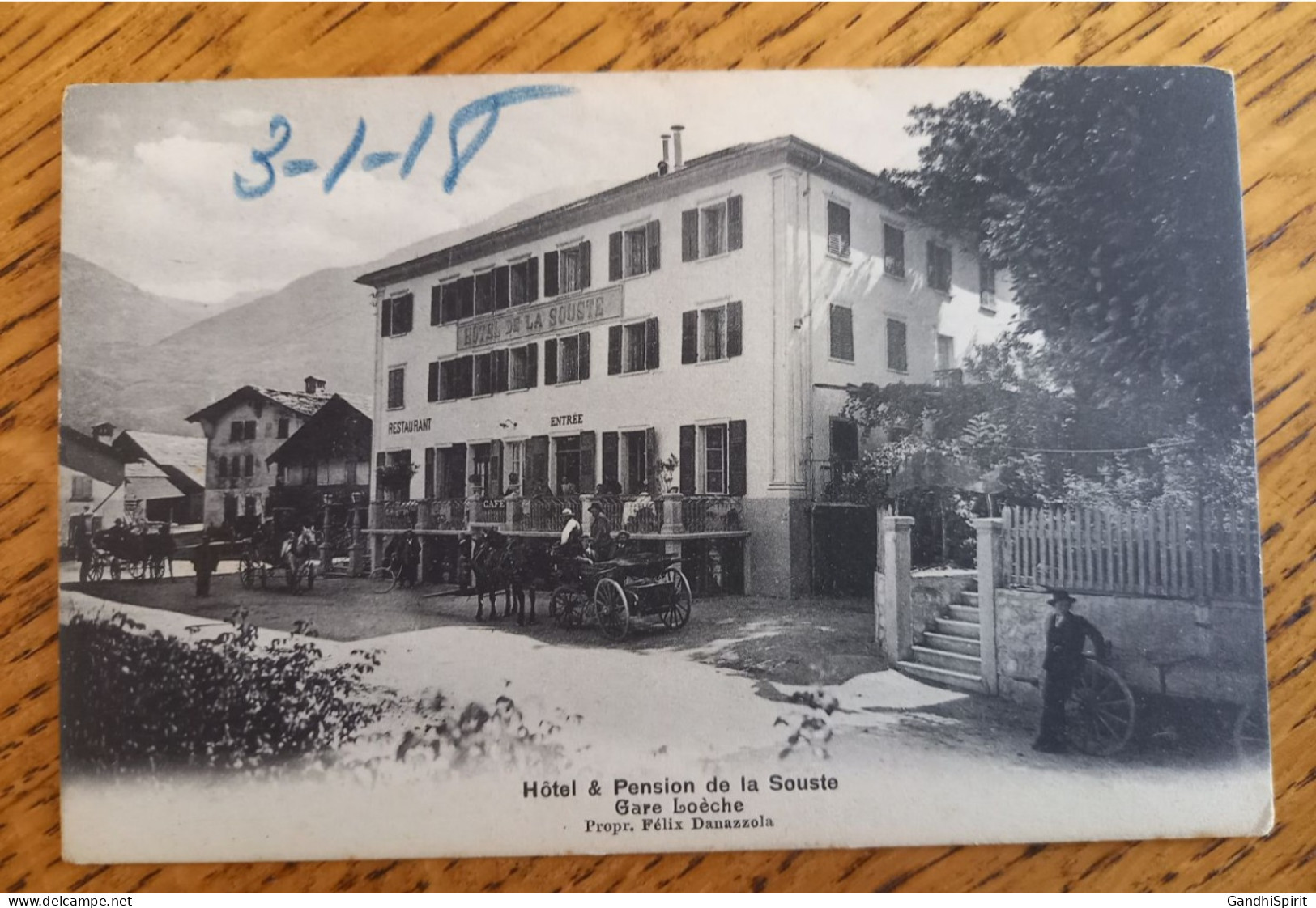 Valais Viege - Hotel & Pension De La Souste - Gare Loèche - Café - Attelages - Loèche