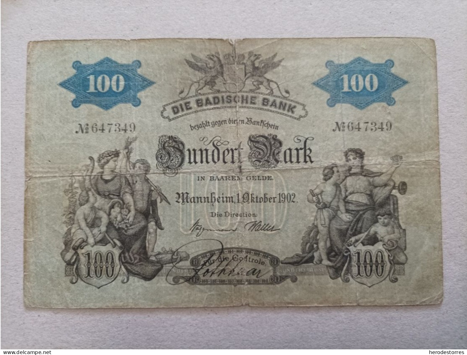 Billete De Alemania De 100 Marcos, Año 1902 (estado De Baden) - 100 Mark