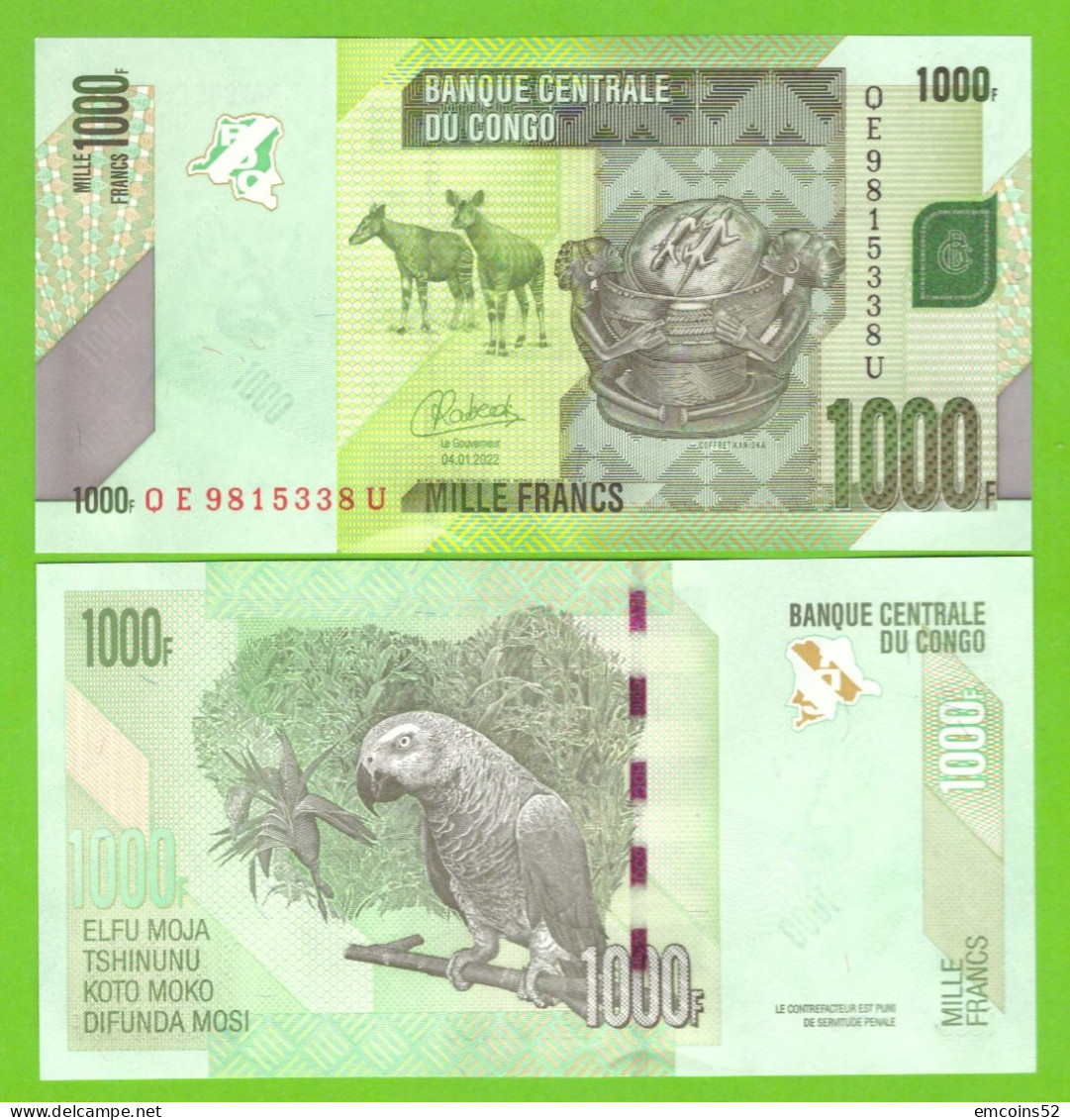 CONGO DEM.REPUBLIC 1000 FRANCS 2022 P-101(4) UNC - République Démocratique Du Congo & Zaïre