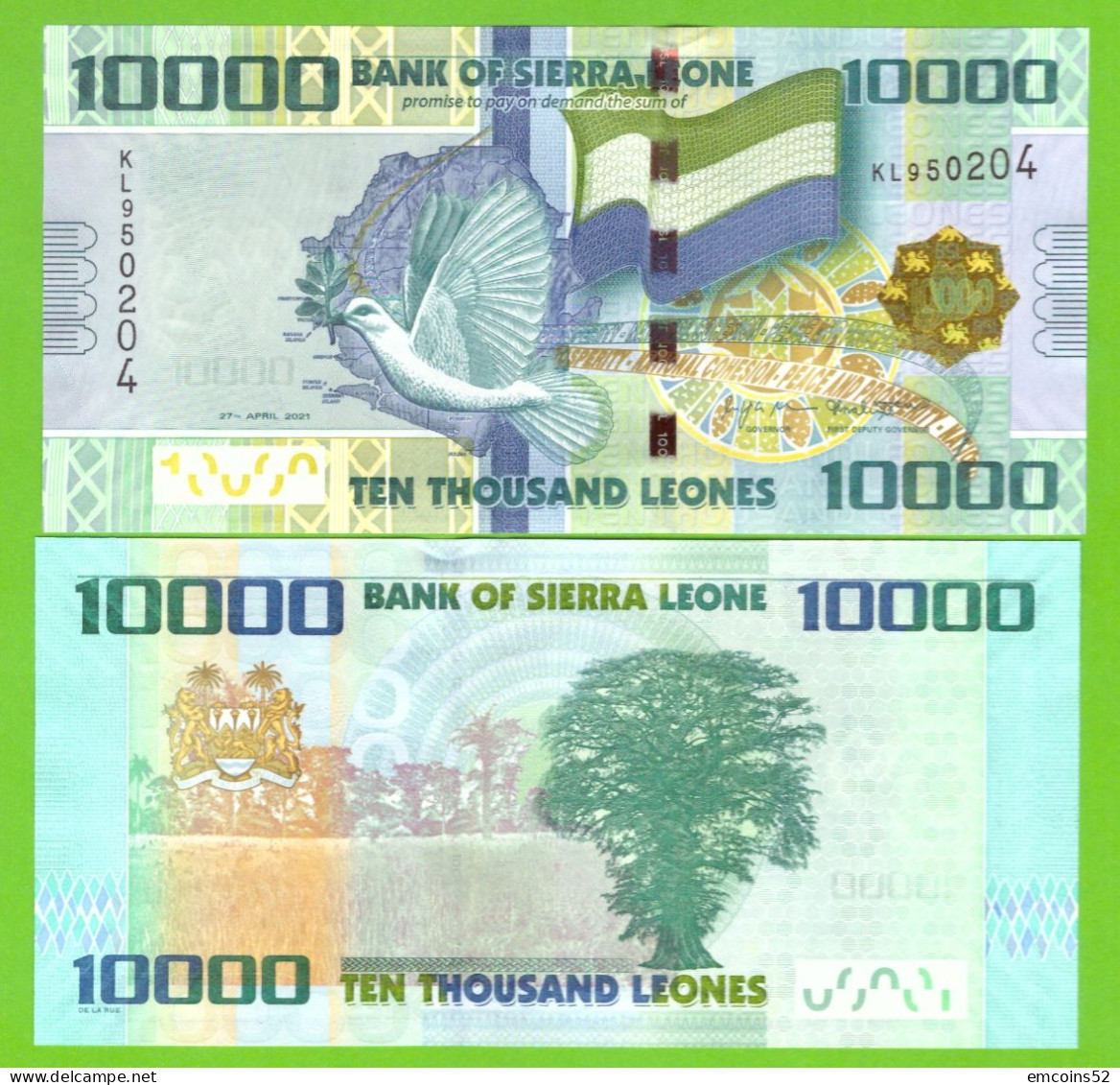 SIERRA LEONE 10000 LEONES 2021 P-33f UNC - Sierra Leona