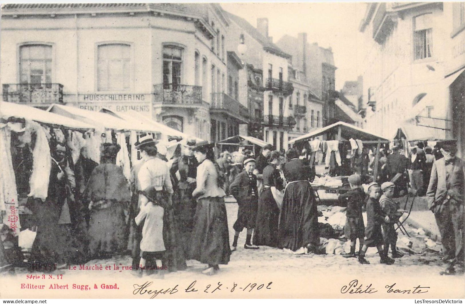 BELGIQUE - HEYST - Le Marché Et La Rue Flamande - Editeur Albert Sugg - Carte Postale Ancienne - Heist