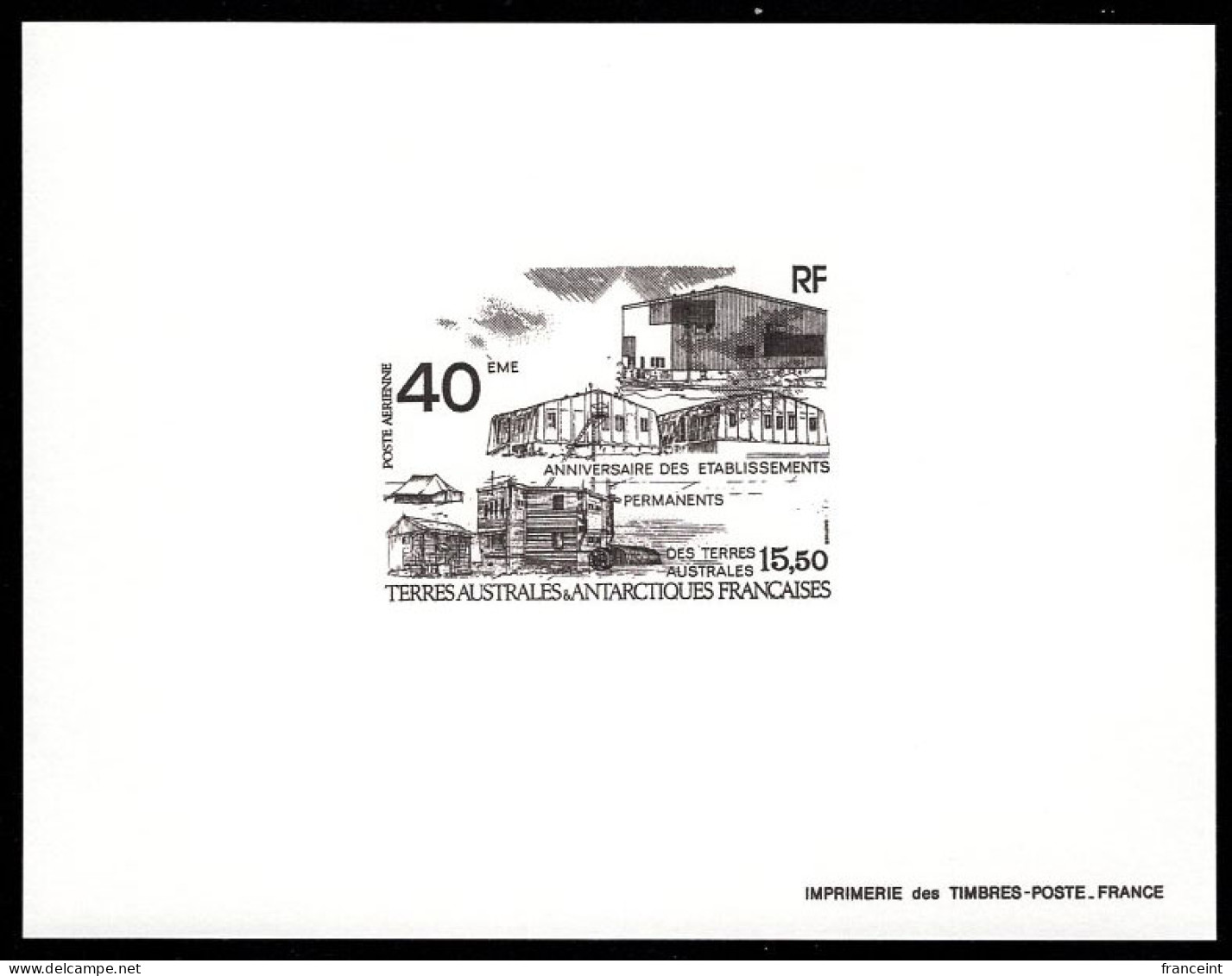 F.S.A.T.(1989) Permanent Establishments. Deluxe Sheet. Scott No C102, Yvert No PA104. - Imperforates, Proofs & Errors