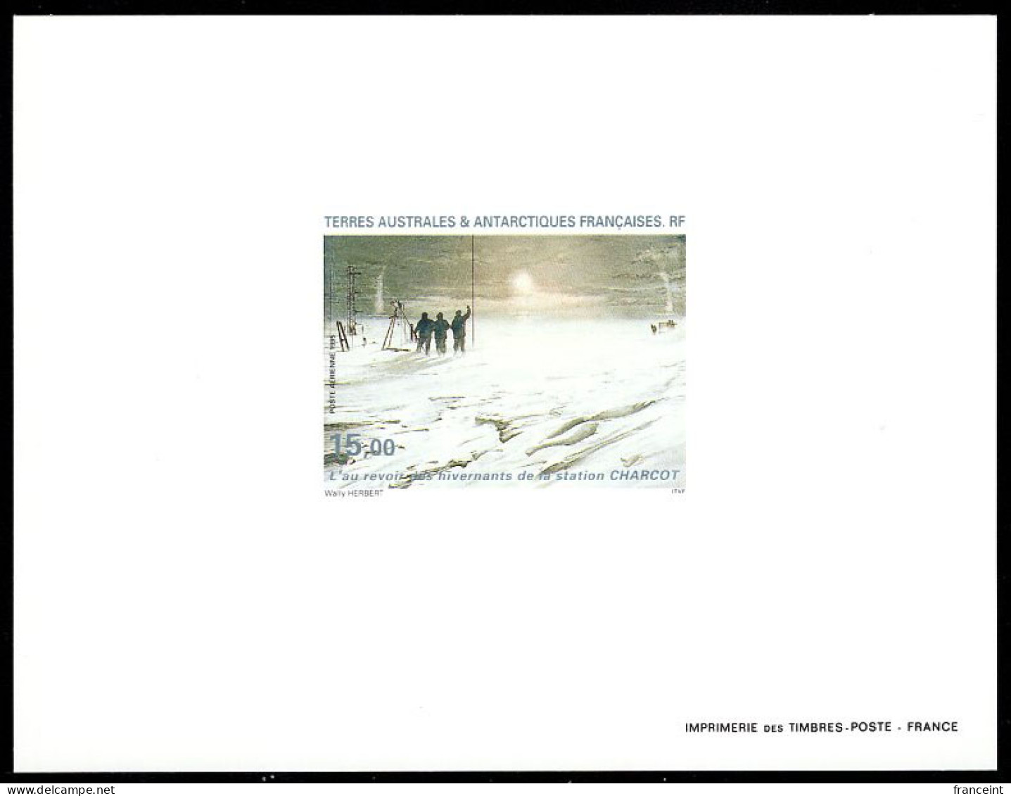 F.S.A.T.(1995) Moving Of Winter Station. Deluxe Sheet. Scott No C134, Yvert No PA135. - Ongetande, Proeven & Plaatfouten