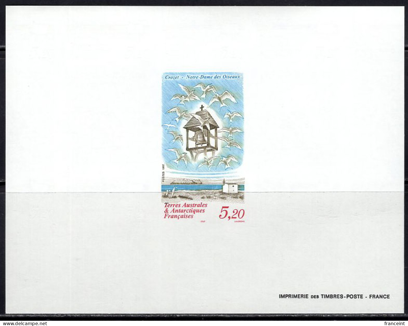 F.S.A.T.(1997) Church Of Our Lady Of The Birds. Bloc Gommé. Scott No 227, Yvert No 218. - Imperforates, Proofs & Errors