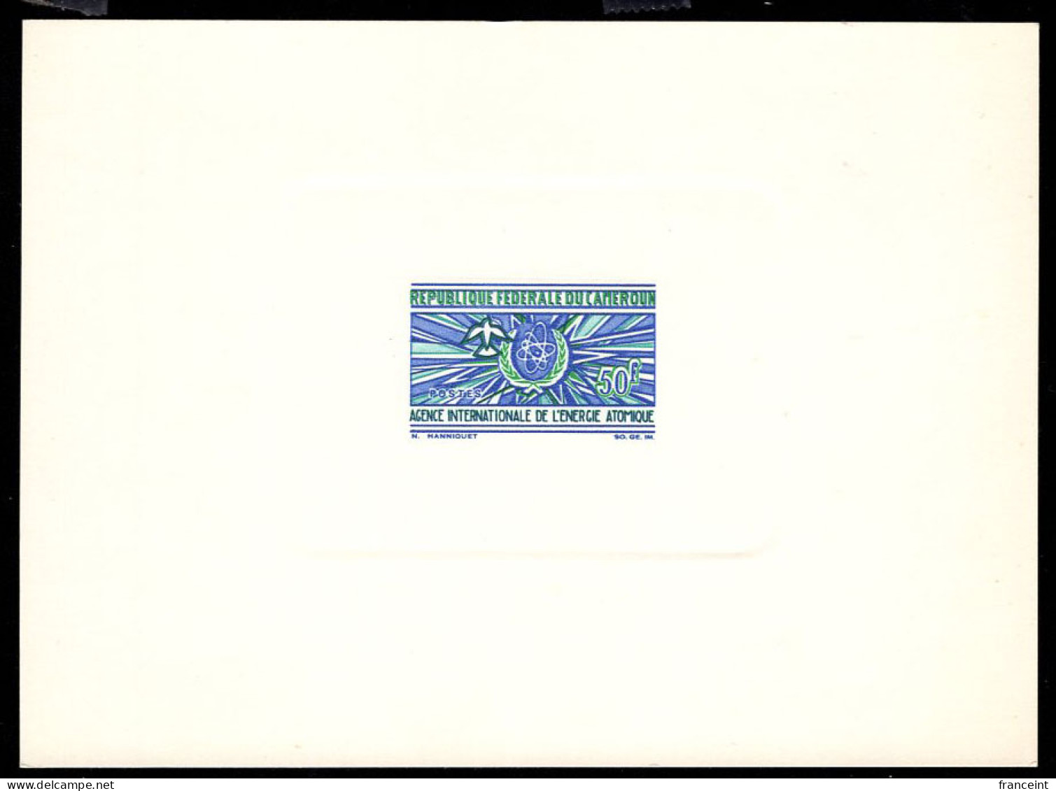 CAMEROUN(1967) International Atomic Energy Agency Emblem. Dove. Deluxe Sheet. Scott No 458, Yvert No 439. - Cameroun (1960-...)