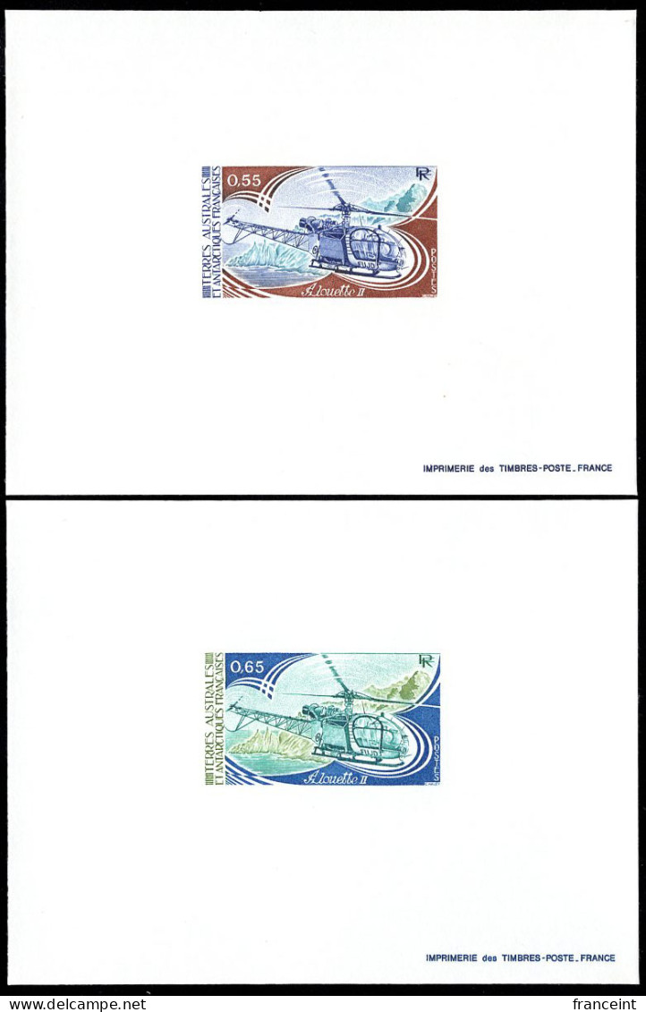 F.S.A.T.(1981) Alouette Helicopters. Set Of 2 Deluxe Sheets. Scott Nos 95-6, Yvert Nos 92-3. - Imperforates, Proofs & Errors