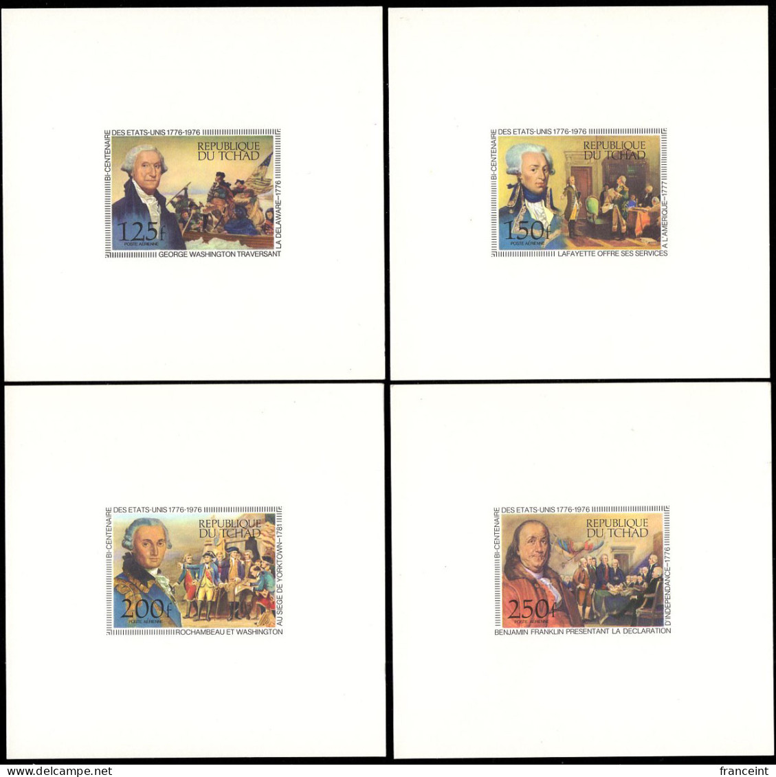 CHAD(1976) American Bicentennial. Set Of 5 Deluxe Sheets. Scott Nos C181-5, Yvert Nos PA171-5. Not Easy To Find! - Tchad (1960-...)