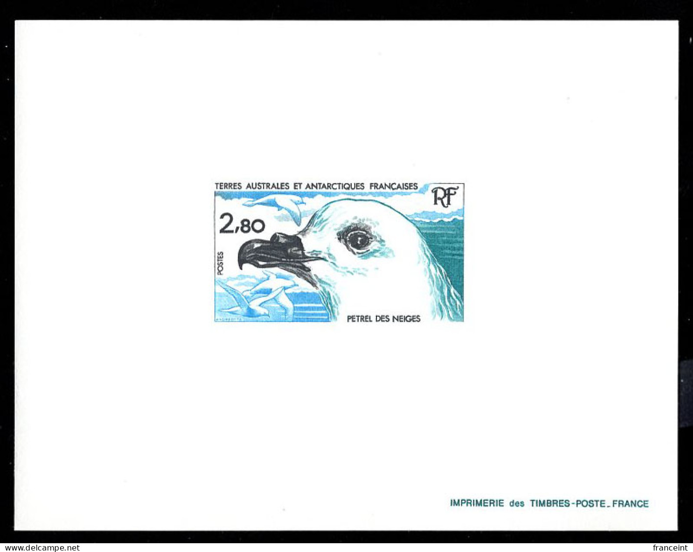 F.S.A.T.(1985) Snowy Petrel. Deluxe Sheet. Scott No 115, Yvert No 110.     - Imperforates, Proofs & Errors