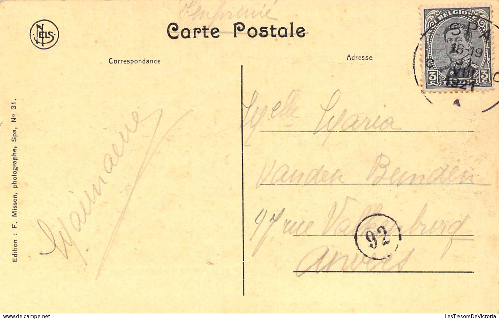 BELGIQUE - SPA - Villa Neubois - Résidence De L'ex Kaiser Durant La Guerre0. - Carte Postale Ancienne - Spa