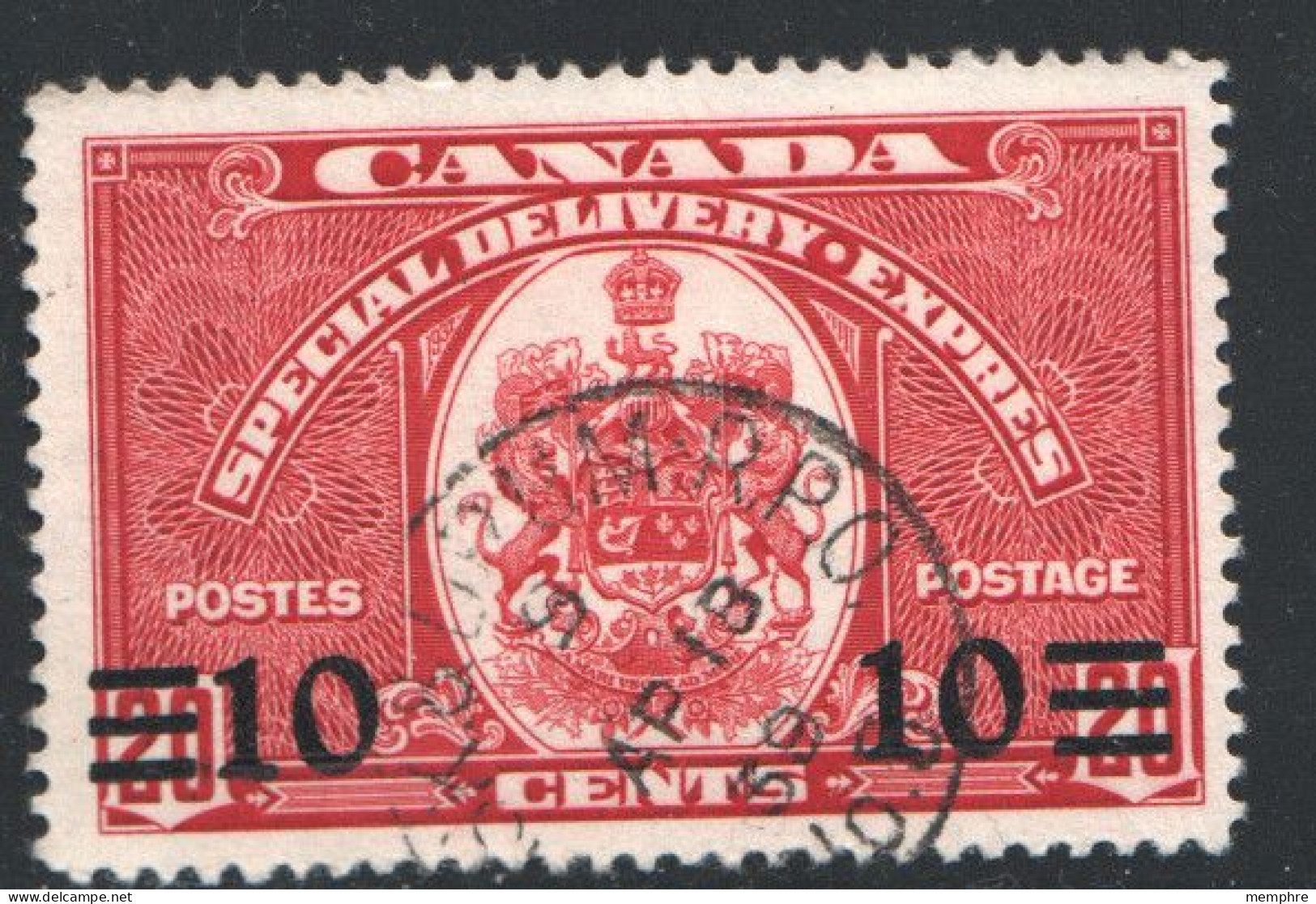 1938  Special Delivery  Overprinted 10 Cents   Sc E9 Used - Eilbriefmarken