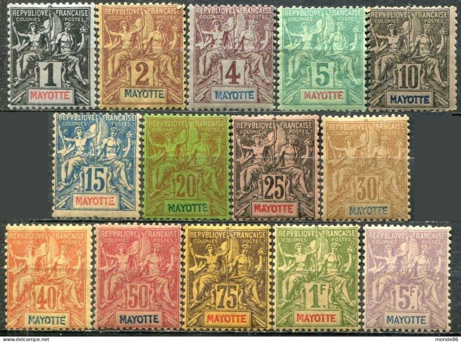 MAYOTTE - Y&T  N° 1-14 *...petites Rousseurs Sur N° 8...bel Ensemble - Unused Stamps