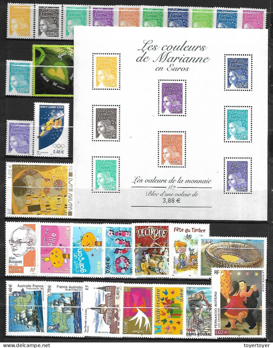 A19  France Lot De Timbres De 2002 N++ - 2020-…