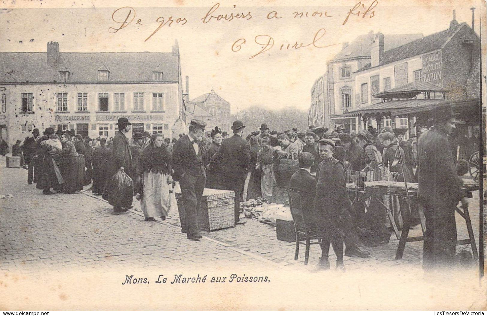 BELGIQUE - MONS - Le Marché Aux Poissons - Carte Postale Ancienne - Mons