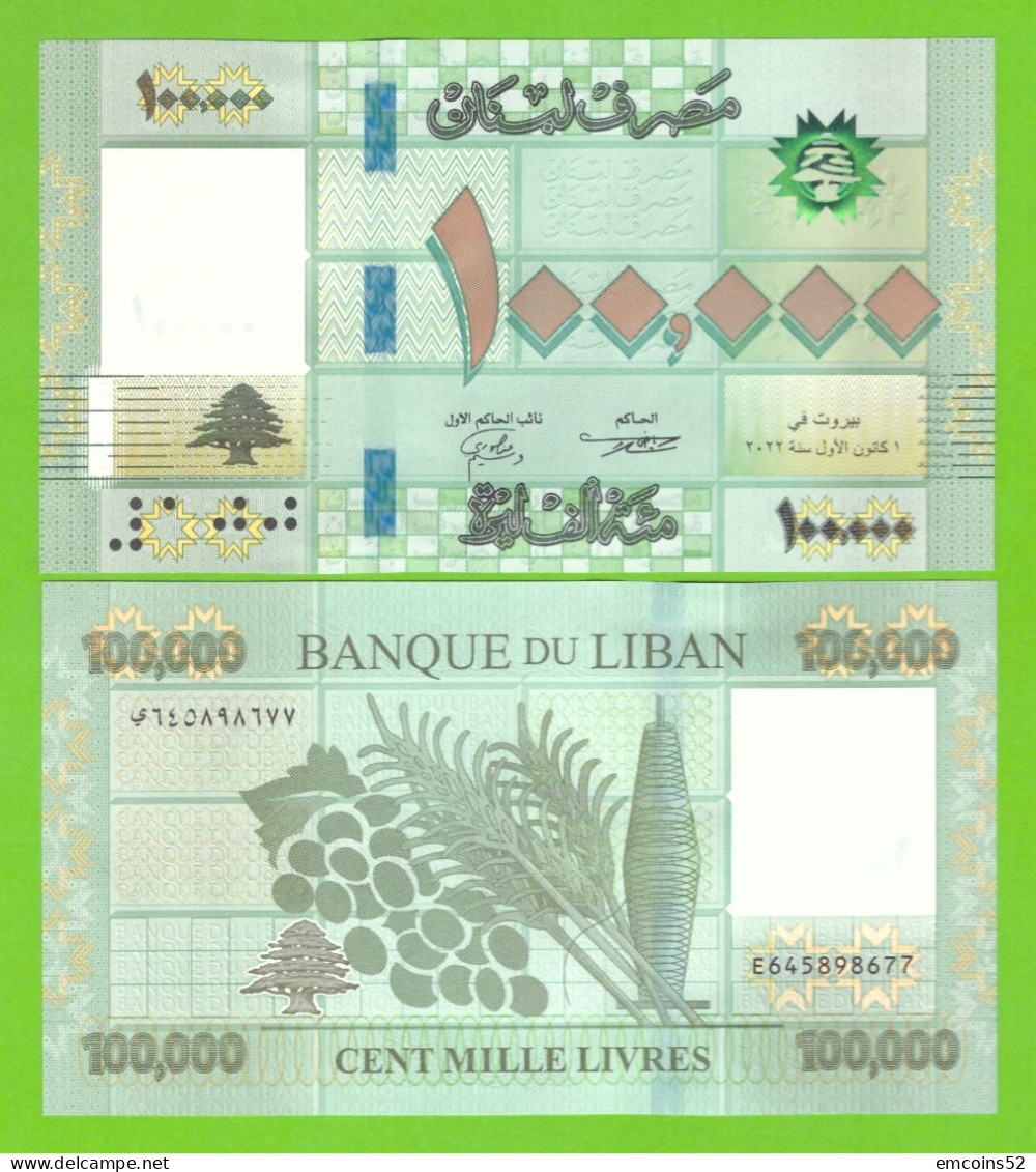 LEBANON 100000 LIVRES 2022 P-95e UNC - Liban