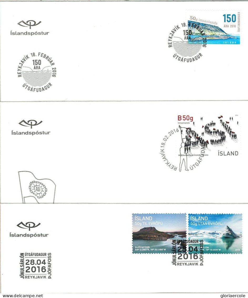 58171 - ISLAND Iceland - POSTAL HISTORY: 2016 Set Of 9  FDC COVERS - BUTTERFLIES - FDC