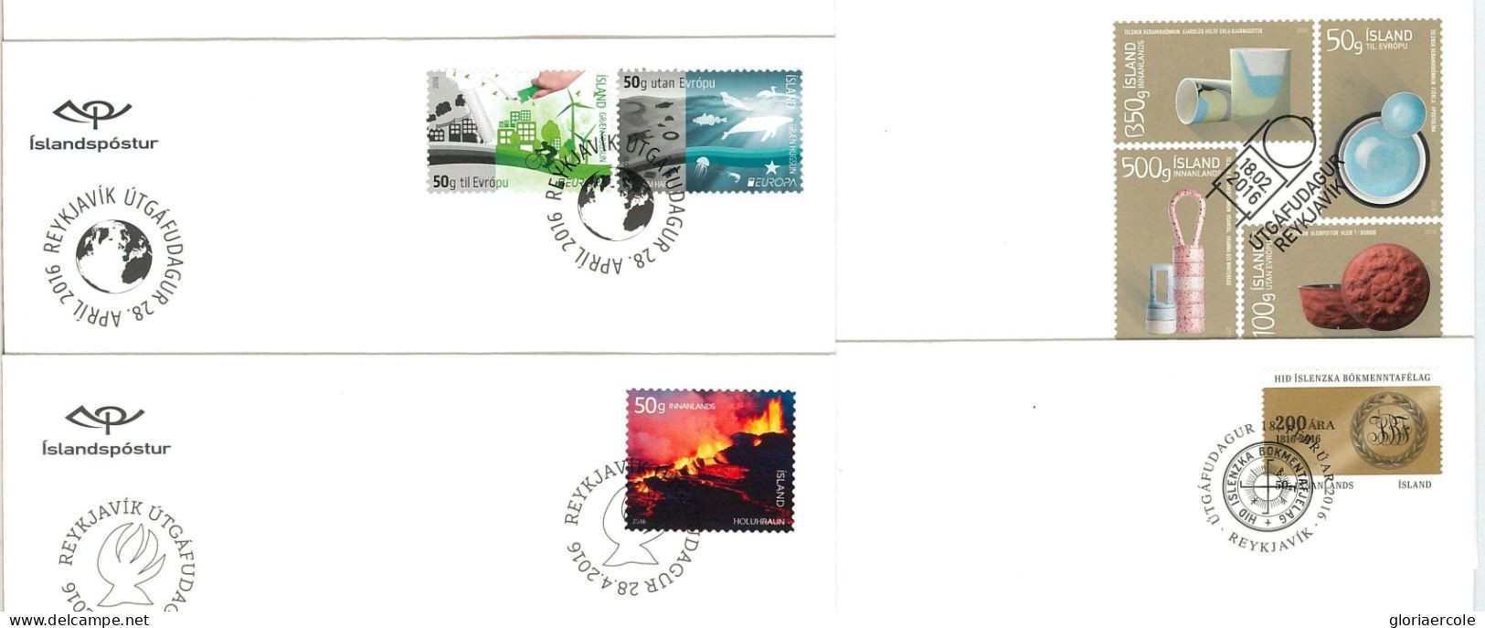 58171 - ISLAND Iceland - POSTAL HISTORY: 2016 Set Of 9  FDC COVERS - BUTTERFLIES - FDC