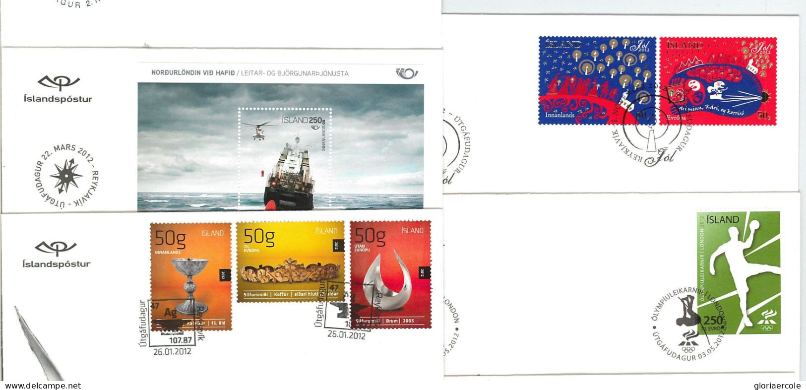 58170 - ISLAND Iceland - POSTAL HISTORY: 2012 Set Of 10 FDC COVERS - BIRDS Sport - FDC