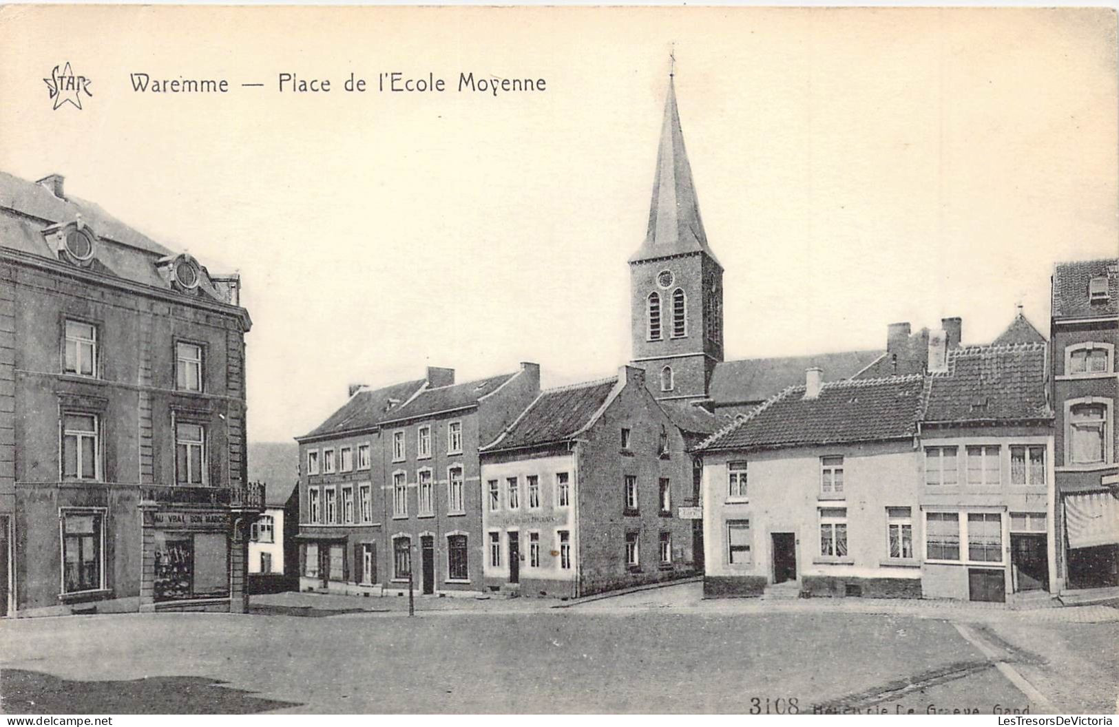 BELGIQUE - WAREMME - Place Et Ecole Moyenne - Carte Postale Ancienne - Waremme