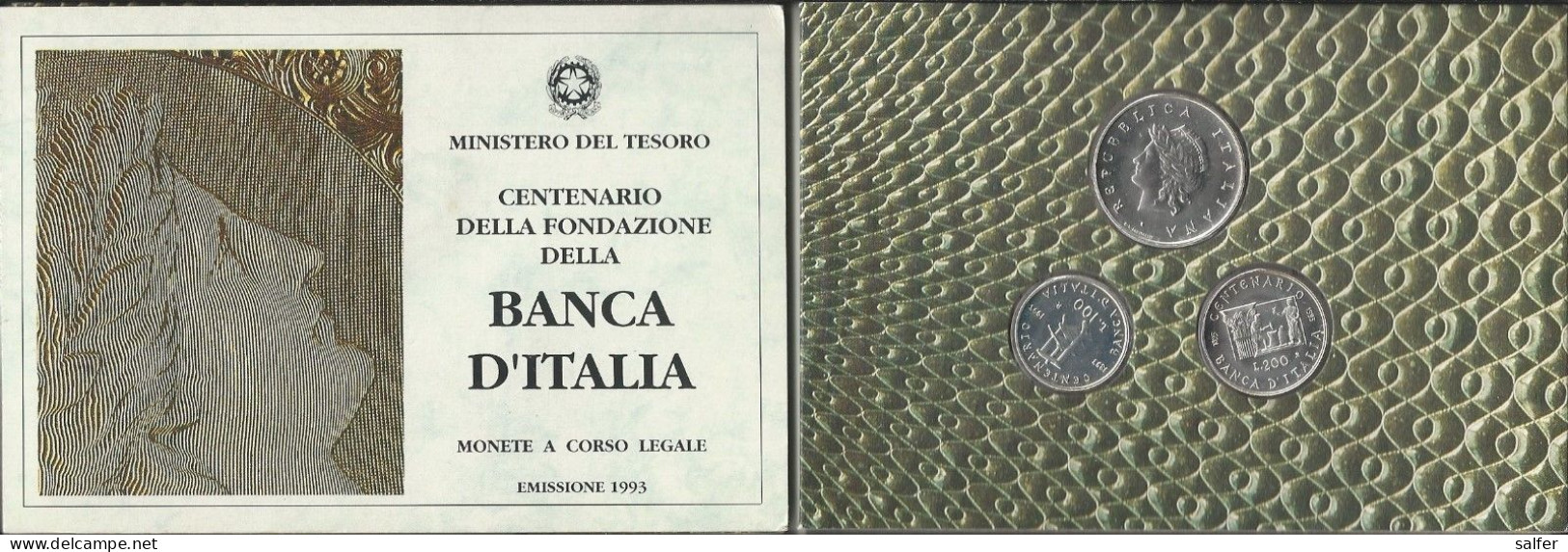 REPUBBLICA  1993  BANCA D'ITALIA  TRITTICO  Lire 100+200+500 AG - Commemorative