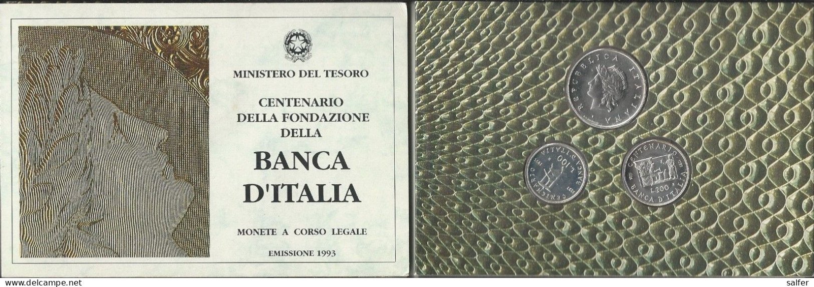 REPUBBLICA  1993  BANCA D'ITALIA  TRITTICO  Lire 100+200+500 AG - Herdenking
