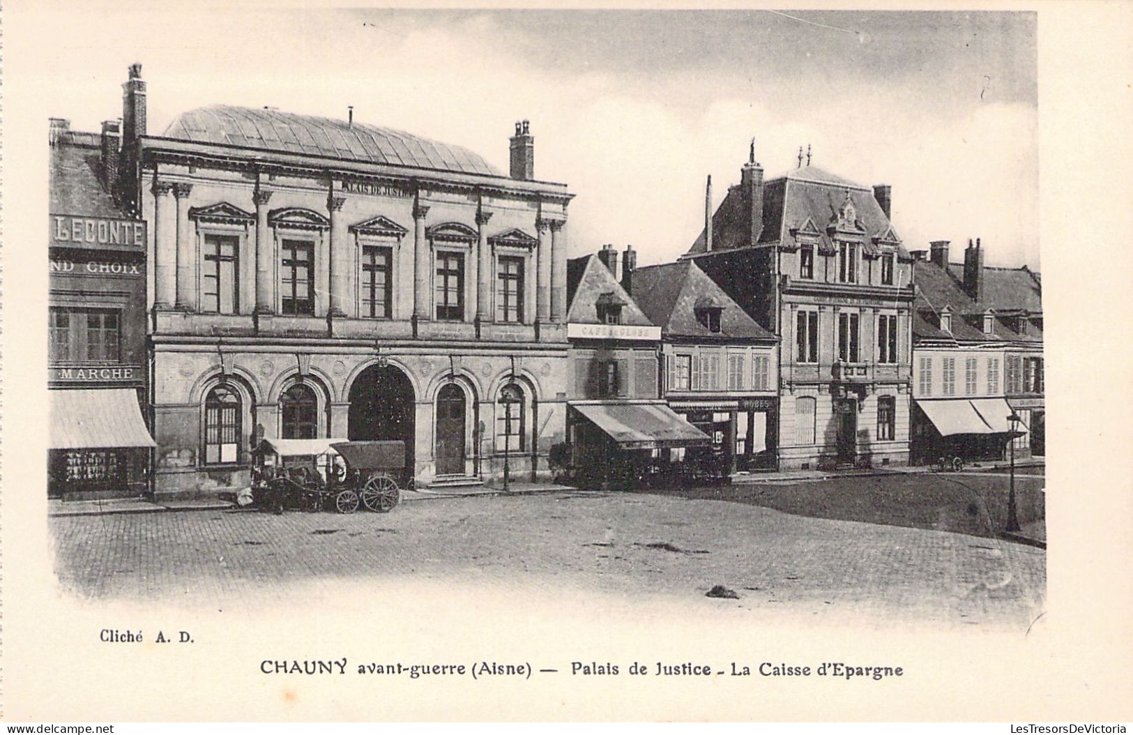 FRANCE - 02 - CHAUNY Avant Guerre - Palais De Justice - La Caisse D'épargne - Carte Carnet - Carte Postale Ancienne - Versailles (Schloß)