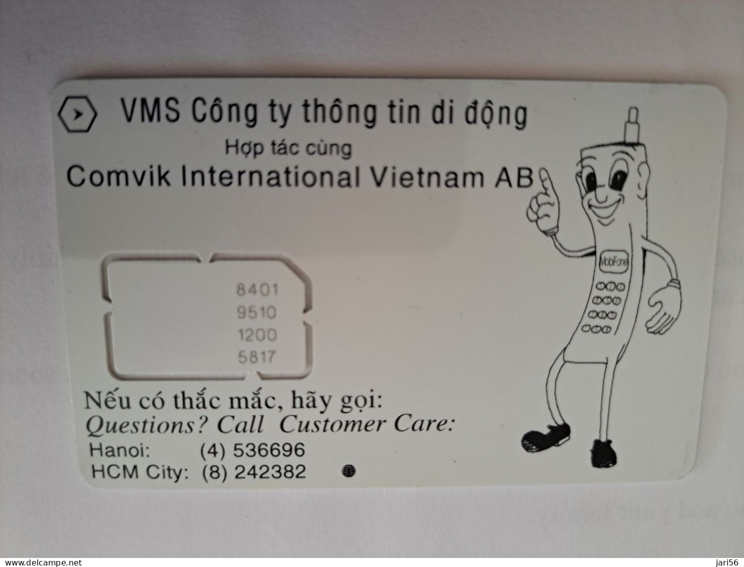 VIETNAM  GSM/SIM CARD / MOBI FONE / VMS COMVIK/INTERNATIONAL VIETNAM AB/ HANOI   / MINT   **13491** - Viêt-Nam