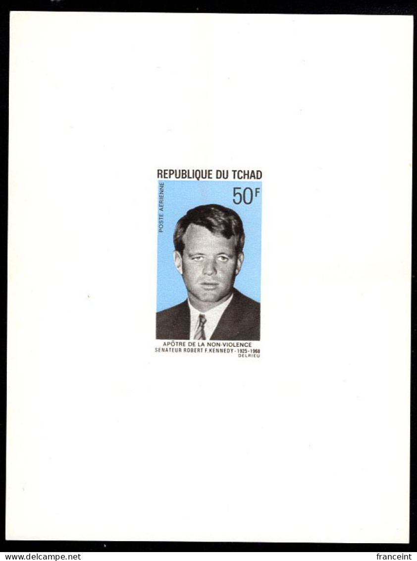 CHAD(1969) Robert F. Kennedy. Deluxe Sheet, Honoring Exponents Of Non-violence. Scott No C55, Yvert No PA59. - Tchad (1960-...)