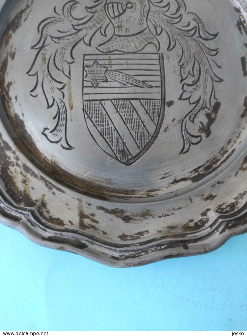 ITALY ANTIQUE PEWTER PLATE Hand Cast And Engraving * Fusione E Incisione Fatte A Mano Piatto In Peltro Venezia Italia - Etains