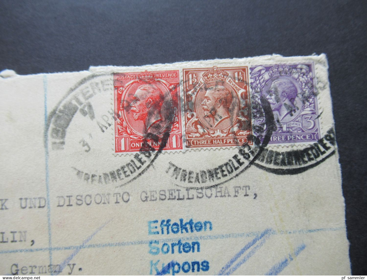 GB 1933 Einschreiben Registered London EC 104 An Die Deutsche Bank In Berlin / Roter Stempel Wertpost - Storia Postale