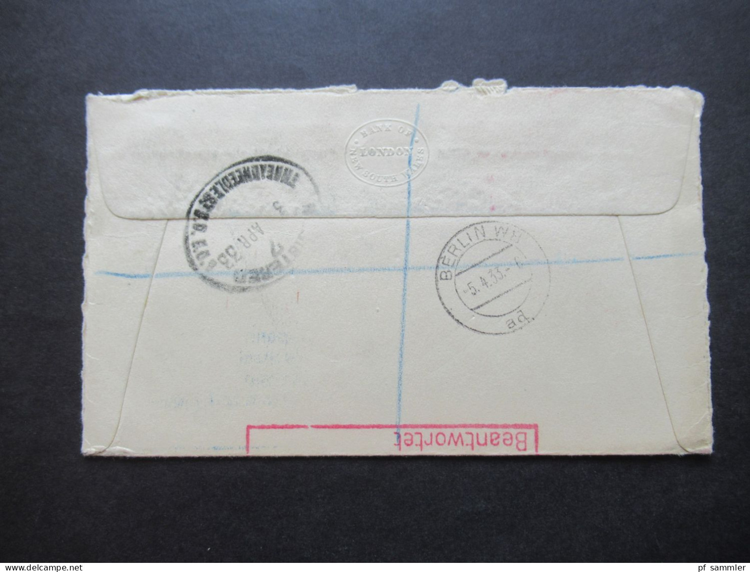 GB 1933 Einschreiben Registered London EC 104 An Die Deutsche Bank In Berlin / Roter Stempel Wertpost - Covers & Documents