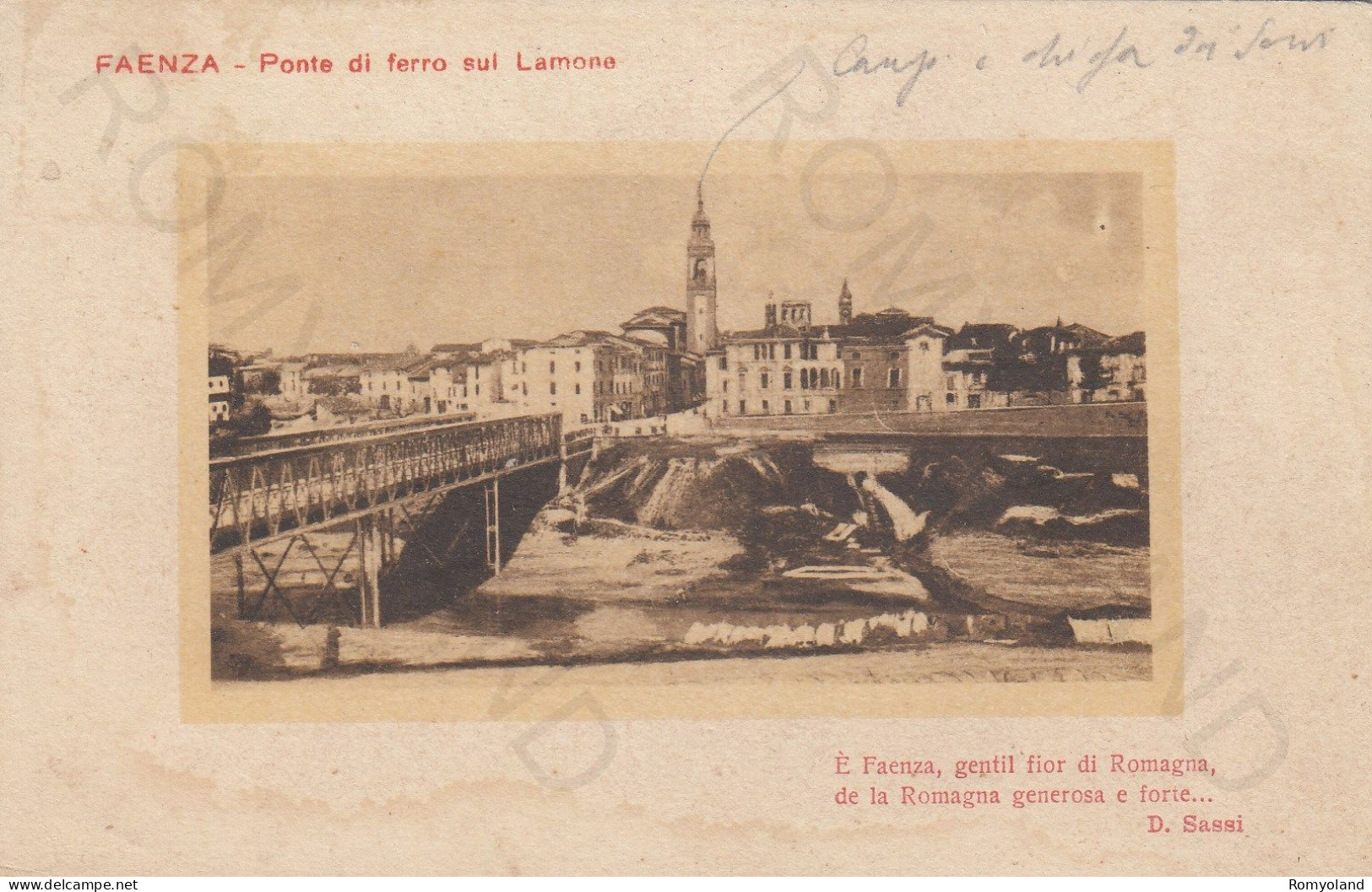 CARTOLINA  FAENZA,EMILIA ROMAGNA-PONTE DI FERRO SUL LAMONE-STORIA,MEMORIA,CULTURA,RELIGIONE,BELLA ITALIA,NON VIAGGIATA - Faenza