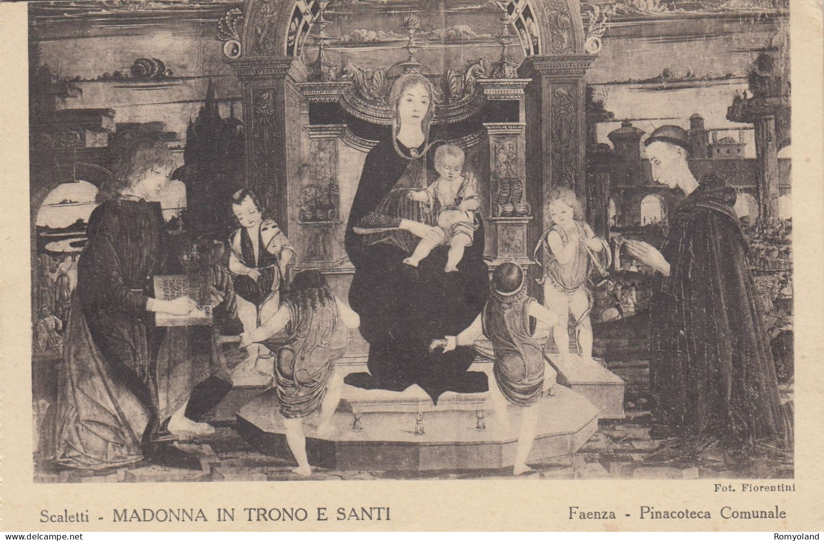 CARTOLINA  FAENZA,EMILIA ROMAGNA-PINACOTECA COMUNALE-SCALETTI-MADONNA IN TRONO E SANTI-STORIA,BELLA ITALIA,NON VIAGGIATA - Faenza