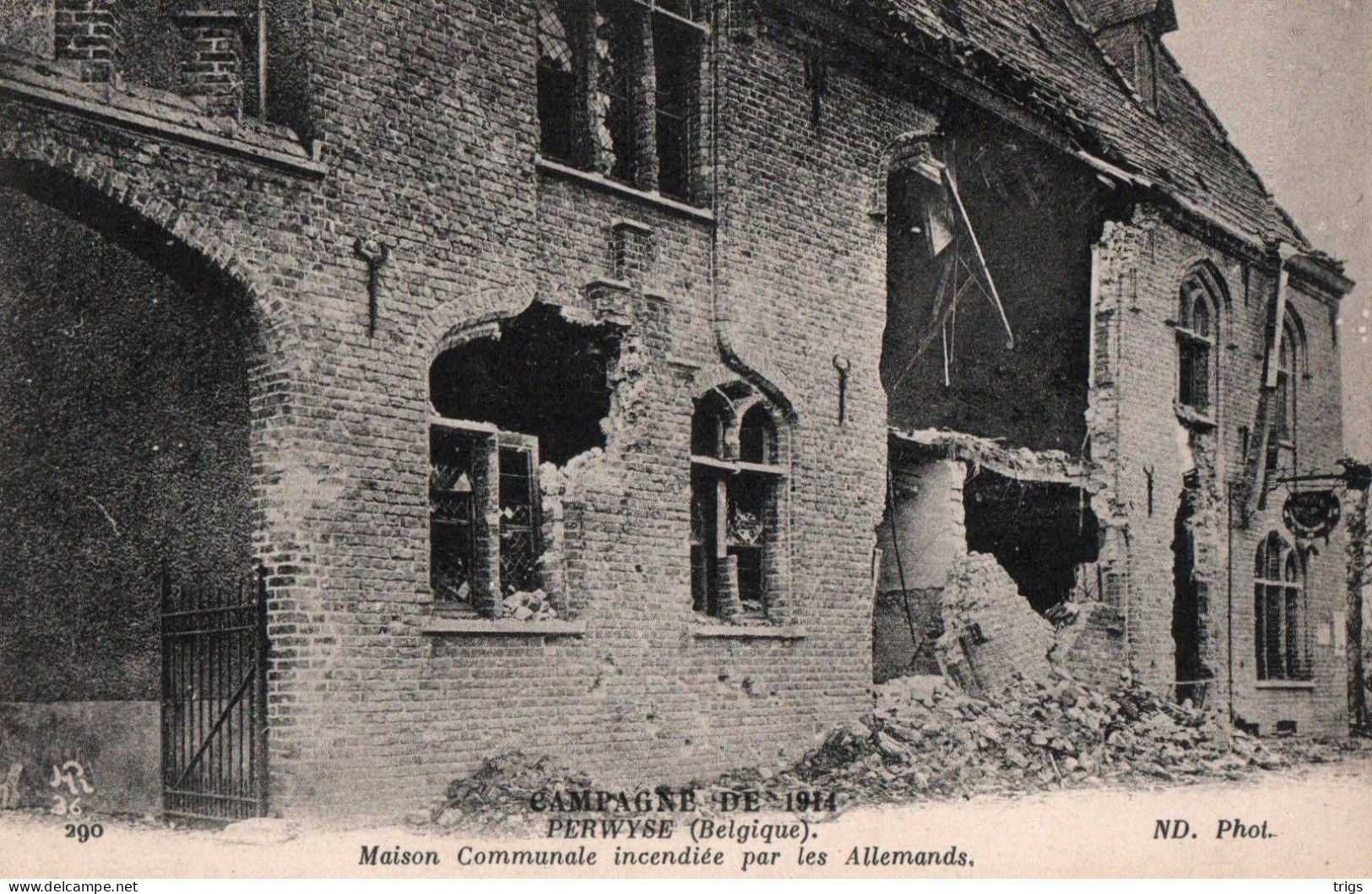 Perwyse (1914) - Maison Communale Incendiée Par Les Allemands - Diksmuide