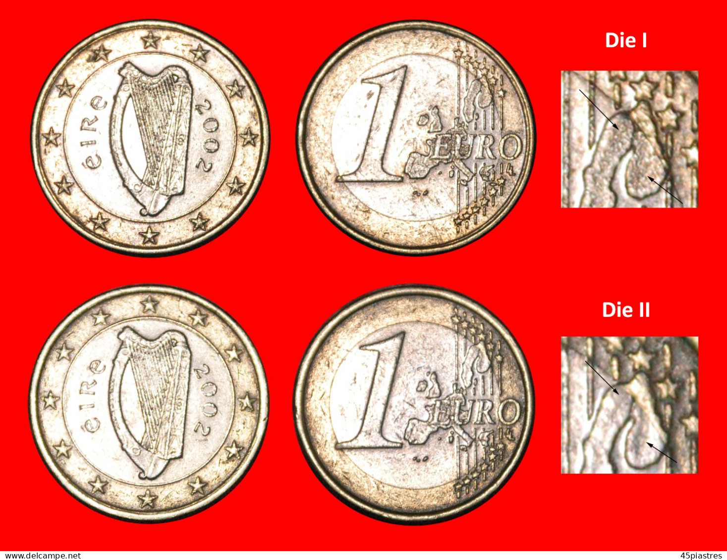 * PHALLIC TYPE 2002-2006: IRELAND  1 EURO 2002 TWO VARIETIES! · LOW START! · NO RESERVE!!! - Abarten Und Kuriositäten