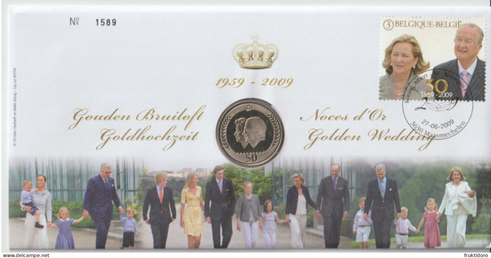 Belgium Numisletter 2009 Golden Wedding - Mi 3967 Golden Wedding Anniversary Of The Royal Couple - Commemorative Cover - Numisletter