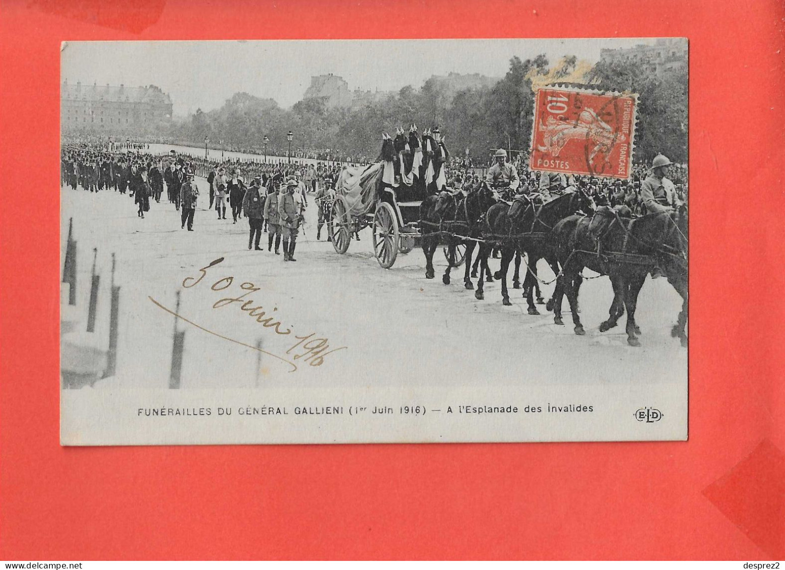FUNERAILLES Du Général GALLIENI Cpa Animée Le 1 Er Juin 1916 - Beerdigungen