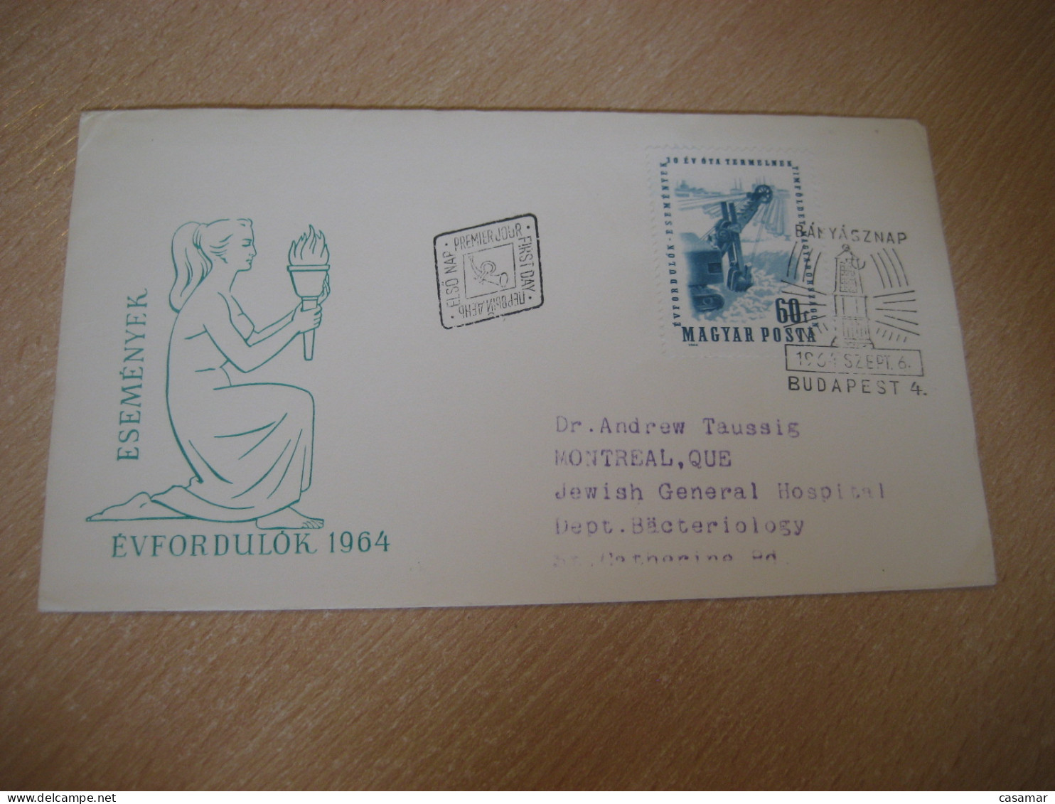 BUDAPEST 1964 To Montreal Canada Bauxite Aluminium Mineral Geology Yv 1675 FDC Cancel Cover HUNGARY - Autres