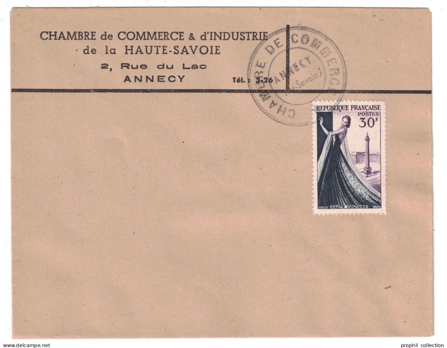 GREVE De AOUT 1953 - LETTRE Avec CACHET + ENTETE De LA CHAMBRE De COMMERCE D'ANNECY TIMBRE HAUTE COUTURE - Dokumente