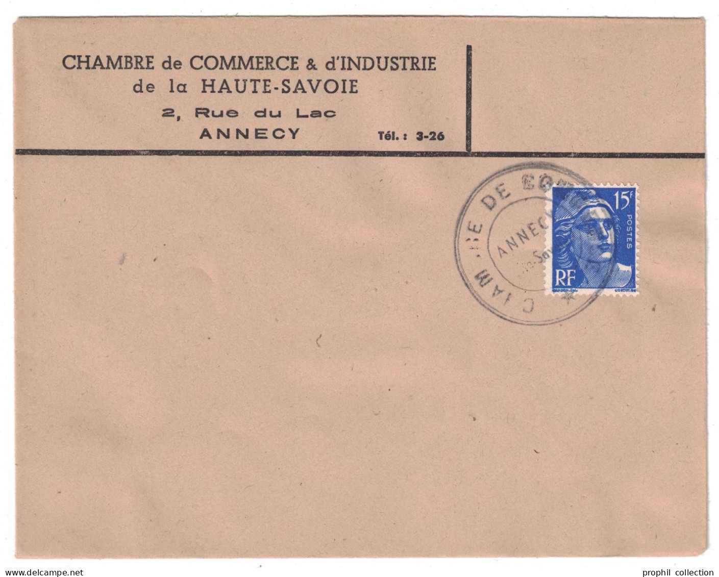 GREVE De AOUT 1953 - LETTRE Avec CACHET + ENTETE De LA CHAMBRE De COMMERCE D'ANNECY TIMBRE GANDON - Documenti